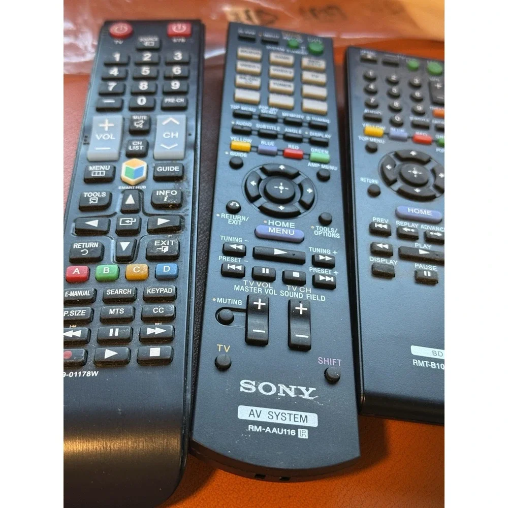 Lot Of 3 Remotes , Sony RM-AAU116, Samsung BN59-01178W, And RTM-B107A